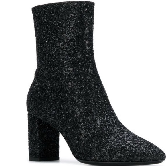 Saint Laurent Shoes - Saint Laurent Lou 95 Glitter Ankle Boots Size 39